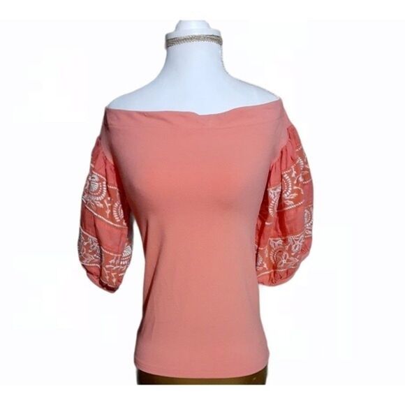 Free People Women’s Rock With It Top Boho Coral Orange Off The Shoulder  Size XS - Picture 2 of 8